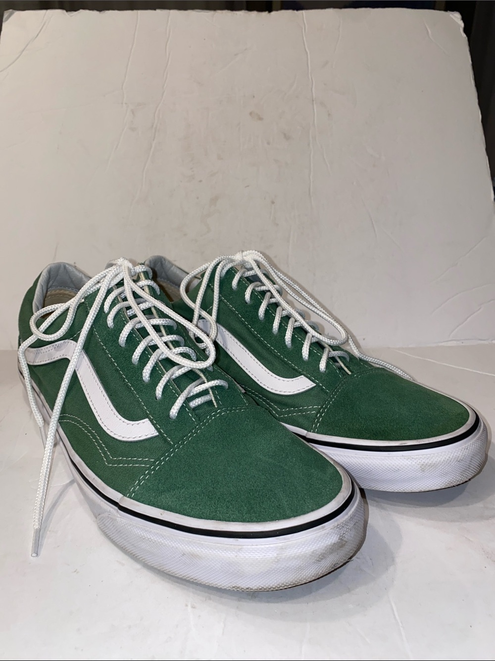 Vans Old Skool Low Top Green Suede and Canvas Sneakers with White Stripe